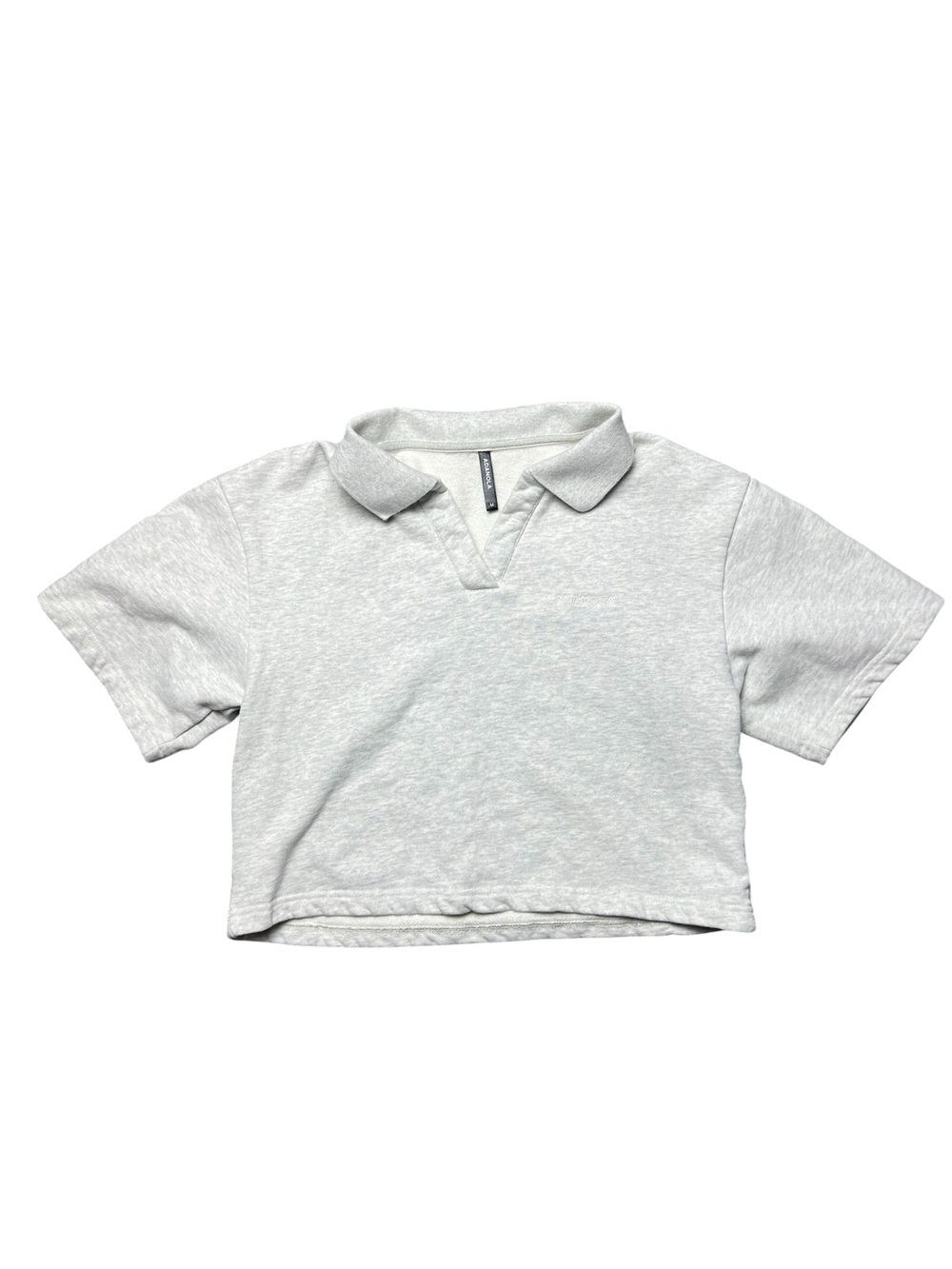 Adanola Light Gray Melange Cropped Polo Top Preppy Women’s Size Medium